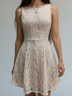 Speechless Blush and Cream Lace Mini Dress